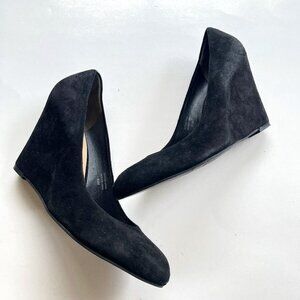 Via Spiga Size 9 1/2 Wedges Black Suede Pump Shoes Womens Size‎ 9.5M